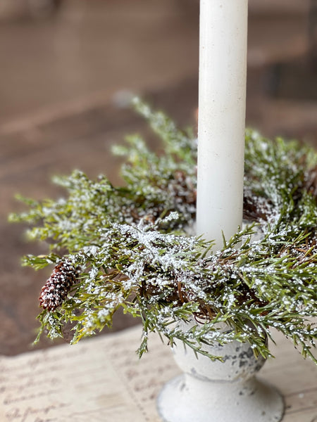 Prickly Pine Candle Ring | Snow | 6" | SOLD OUT