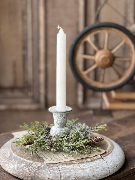 Prickly Pine Candle Ring | Snow | 6" | SOLD OUT