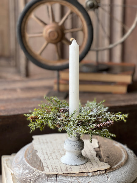 Prickly Pine Candle Ring | Snow | 6" | SOLD OUT