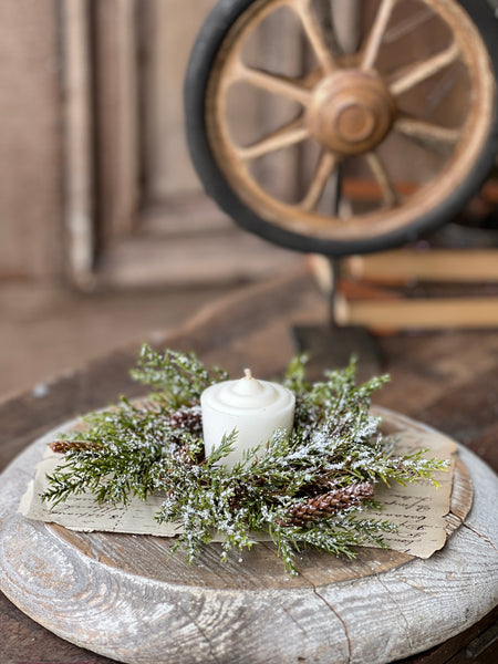 Prickly Pine Candle Ring | Snow | 6" | SOLD OUT