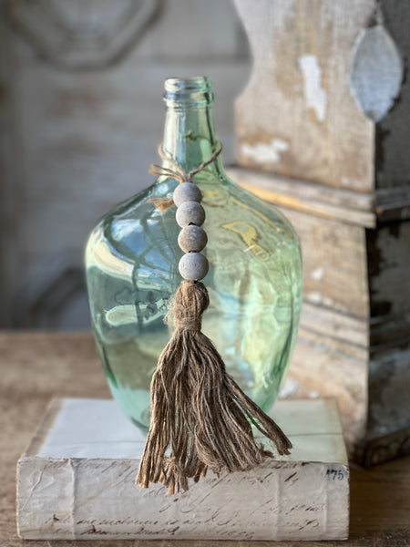 Tassel Tied Ornament | 13" | White Wash
