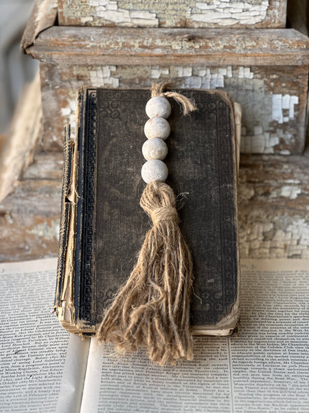 Tassel Tied Ornament | 13" | White Wash