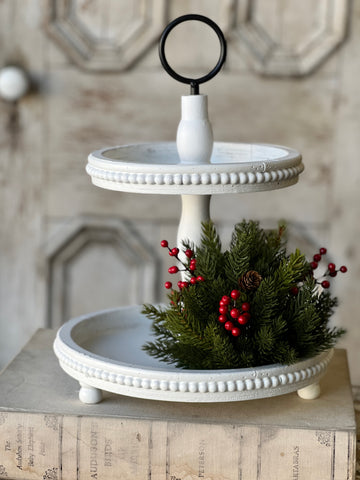 Eliza Two Tier Tray | White | 16" | SKID SPECIAL! From $8.95