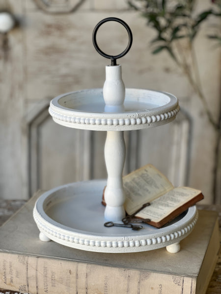 Eliza Two Tier Tray | White | 16" | SKID SPECIAL! From $8.95