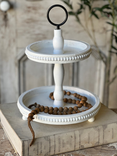 Eliza Two Tier Tray | White | 16" | SKID SPECIAL! From $8.95