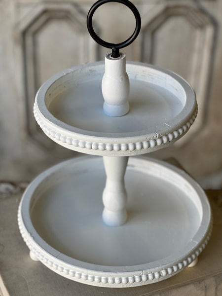 Eliza Two Tier Tray | White | 16" | SKID SPECIAL! From $8.95