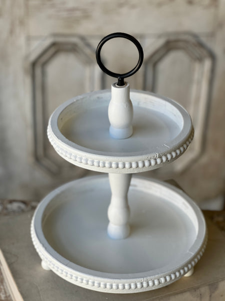 Eliza Two Tier Tray | White | 16" | SKID SPECIAL! From $8.95