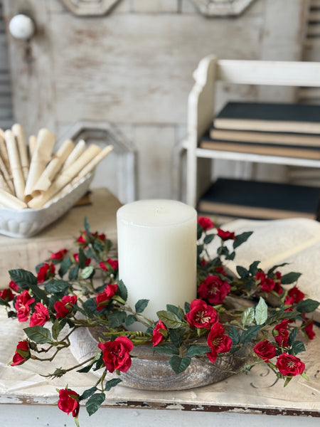 Candywick Rose Candle Ring | 15" | Red | NOT CURRENTLY IN STOCK-New For Spring 2027!