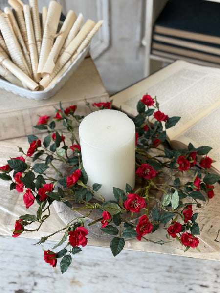 Candywick Rose Candle Ring | 15" | Red | NOT CURRENTLY IN STOCK-New For Spring 2027!