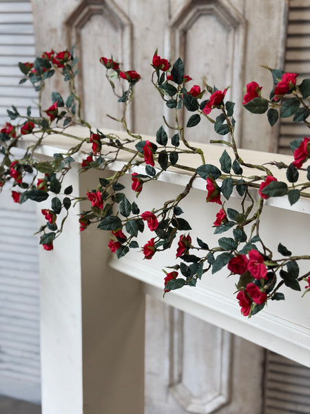 Candywick Rose Garland | 6' | Red | NOT CURRENTLY IN STOCK-New For Spring 2027!