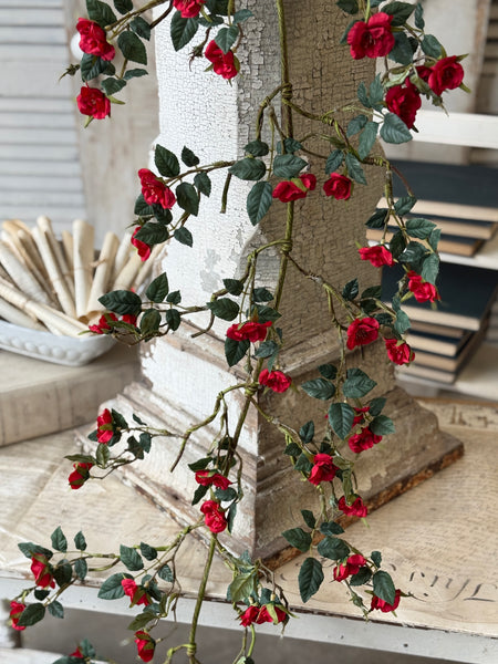 Candywick Rose Garland | 6' | Red | NOT CURRENTLY IN STOCK-New For Spring 2027!