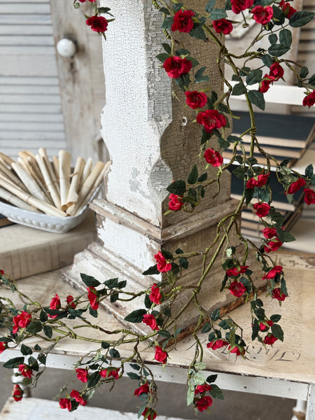 Candywick Rose Garland | 6' | Red | NOT CURRENTLY IN STOCK-New For Spring 2027!