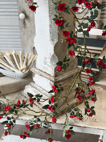 Candywick Rose Garland | 6' | Red | NOT CURRENTLY IN STOCK-New For Spring 2027!
