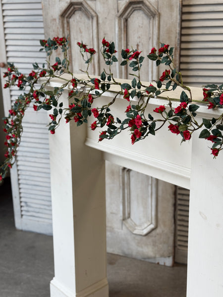 Candywick Rose Garland | 6' | Red | NOT CURRENTLY IN STOCK-New For Spring 2027!