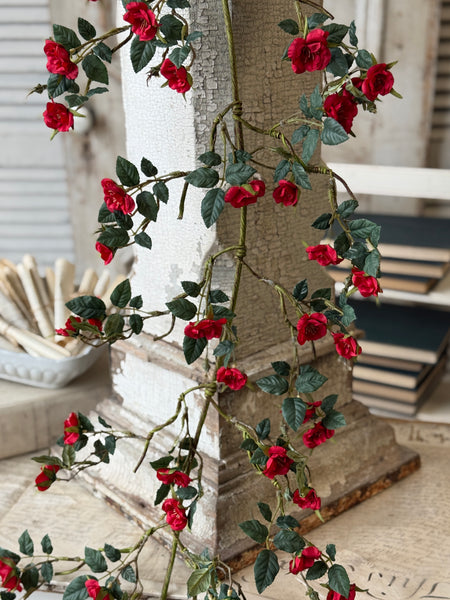Candywick Rose Garland | 6' | Red | NOT CURRENTLY IN STOCK-New For Spring 2027!