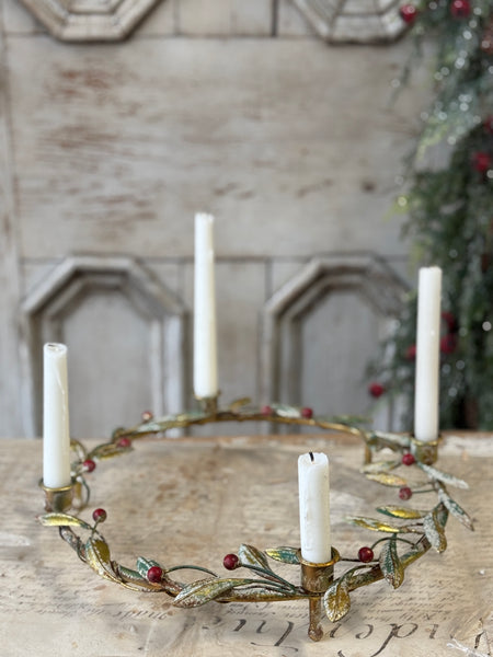 Merry Mistle Candle Wreath | 15.25" | NOT CURRENTLY IN STOCK-New For Holiday 2026!