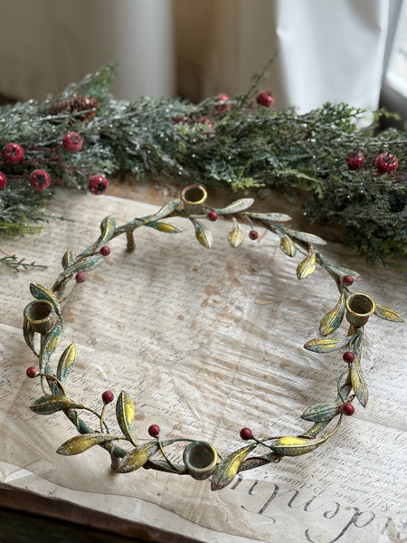 Merry Mistle Candle Wreath | 15.25" | NOT CURRENTLY IN STOCK-New For Holiday 2026!