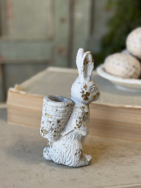 Bunny Basket | 6.25" | Gilded White | NOT CURRENTLY IN STOCK-New For Spring 2027!