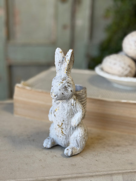 Bunny Basket | 6.25" | Gilded White | NOT CURRENTLY IN STOCK-New For Spring 2027!