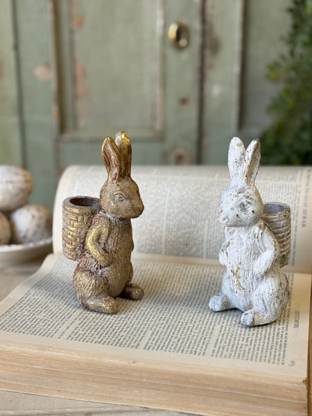 Bunny Basket | 6.25" | Gilded White | NOT CURRENTLY IN STOCK-New For Spring 2027!