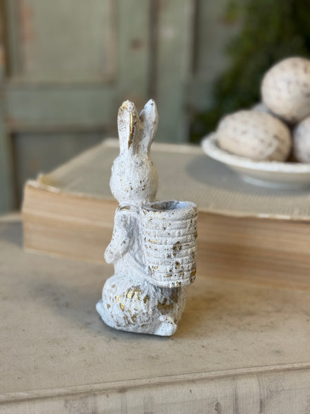 Bunny Basket | 6.25" | Gilded White | NOT CURRENTLY IN STOCK-New For Spring 2027!