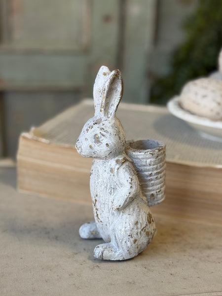 Bunny Basket | 6.25" | Gilded White | NOT CURRENTLY IN STOCK-New For Spring 2027!