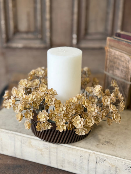 Flaxen Floret Candle Ring | 9” | NOT CURRENTLY IN STOCK-New For Holiday 2026!