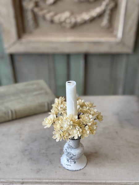 Farrah Floret Candle Ring | 4" | Flax | NOT CURRENTLY IN STOCK-New For Spring 2027!