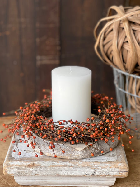 Heart Berries Candle Ring | Pumpkin | 14" | SOLD OUT