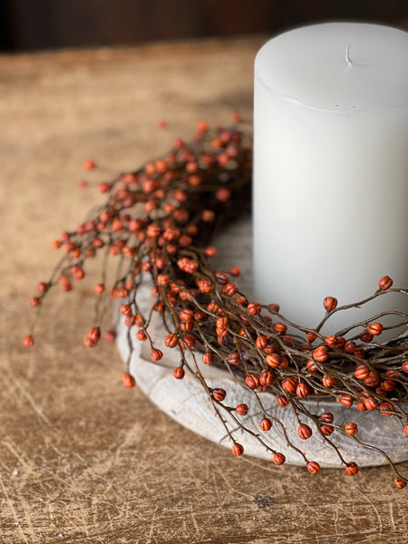 Heart Berries Candle Ring | Pumpkin | 14" | SOLD OUT