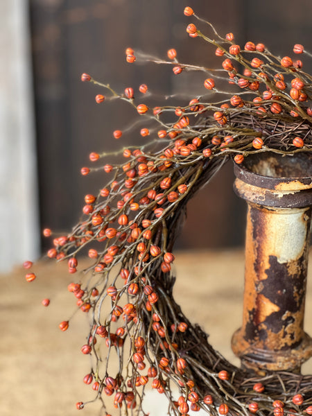 Heart Berries Candle Ring | Pumpkin | 14" | SOLD OUT