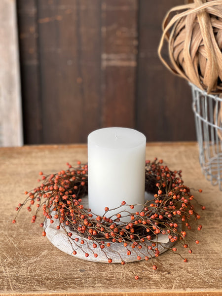 Heart Berries Candle Ring | Pumpkin | 14" | SOLD OUT