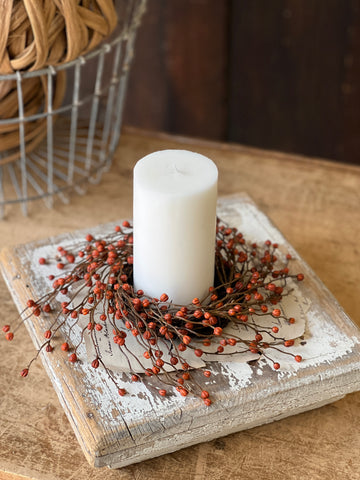 Heart Berries Candle Ring | Pumpkin | 12" | SOLD OUT