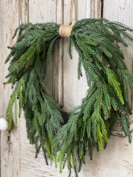 Norfolk Cascade Hanging Wreath | 24" | Limited Stock - Last 36pcs!