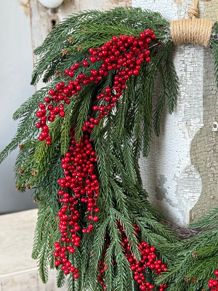 Cinderberry Norfolk Hanging Wreath | 24" | NOT CURRENTLY IN STOCK-New For Holiday 2026!