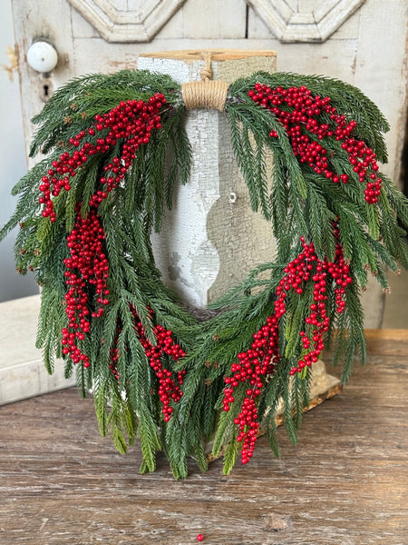 Cinderberry Norfolk Hanging Wreath | 24" | NOT CURRENTLY IN STOCK-New For Holiday 2026!