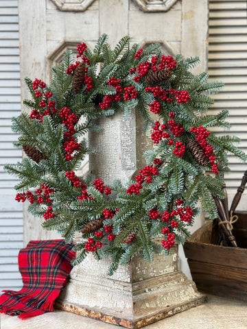 Scarletton Spruce Wreath | 24" | NOT CURRENTLY IN STOCK-New For Holiday 2026!