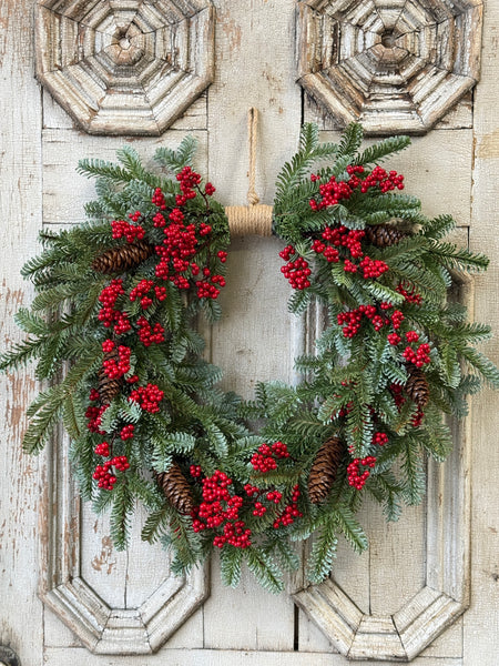 Scarletton Spruce Hanging Wreath | 22" | NOT CURRENTLY IN STOCK-New For Holiday 2026!