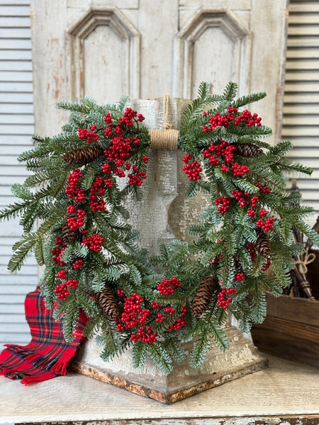 Scarletton Spruce Hanging Wreath | 22" | NOT CURRENTLY IN STOCK-New For Holiday 2026!