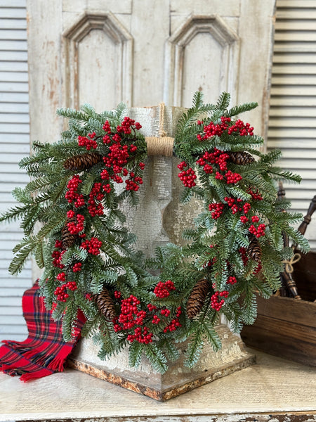 Scarletton Spruce Hanging Wreath | 22" | NOT CURRENTLY IN STOCK-New For Holiday 2026!