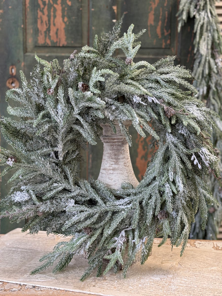 Snowdrift Norfolk Pine Wreath | 24" | NOT CURRENTLY IN STOCK-New For Holiday 2026!