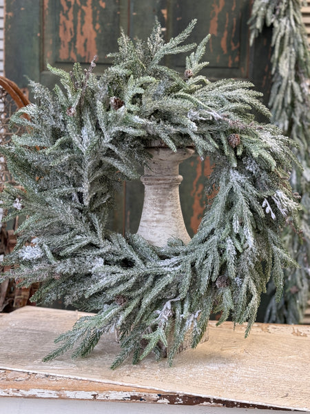 Snowdrift Norfolk Pine Wreath | 24" | NOT CURRENTLY IN STOCK-New For Holiday 2026!