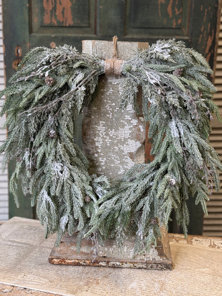 Snowdrift Norfolk Hanging Wreath | 24" | NOT CURRENTLY IN STOCK-New For Holiday 2026!