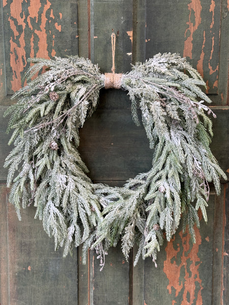 Snowdrift Norfolk Hanging Wreath | 24" | NOT CURRENTLY IN STOCK-New For Holiday 2026!