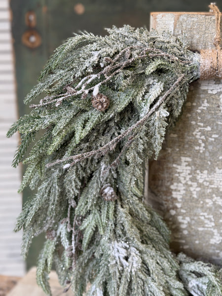Snowdrift Norfolk Hanging Wreath | 24" | NOT CURRENTLY IN STOCK-New For Holiday 2026!
