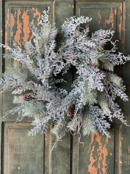 Frost Veiled Pine Wreath | 24" | CASE PACK + CLEAN UP SPECIAL!  From $14.95 - Last 44pcs!