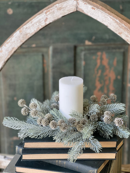 Frosty Midwinter Fir Candle Ring | 13" | CASE PACK CLEAN UP SPECIAL!  From $3.95 - Last 96pcs!