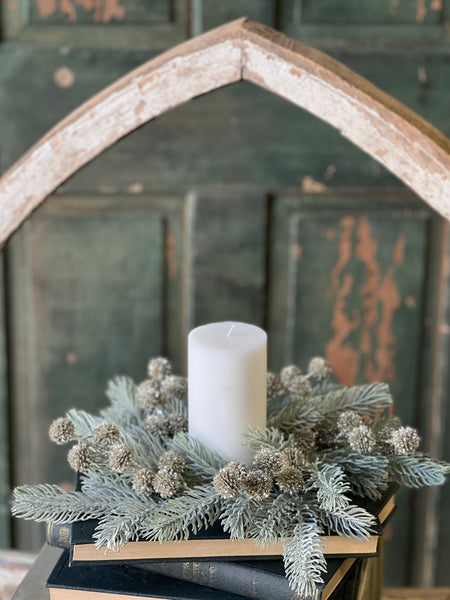Frosty Midwinter Fir Candle Ring | 13" | CASE PACK CLEAN UP SPECIAL!  From $3.95 - Last 96pcs!