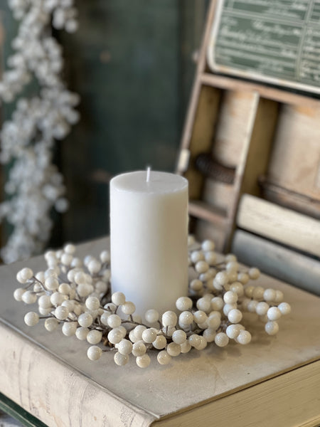 Icy Snowdrop Berry Candle Ring | 11" | Limited Stock - Last 24pcs!