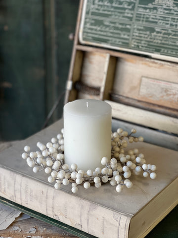 Icy Snowdrop Berry Candle Ring | 11" | Limited Stock - Last 24pcs!